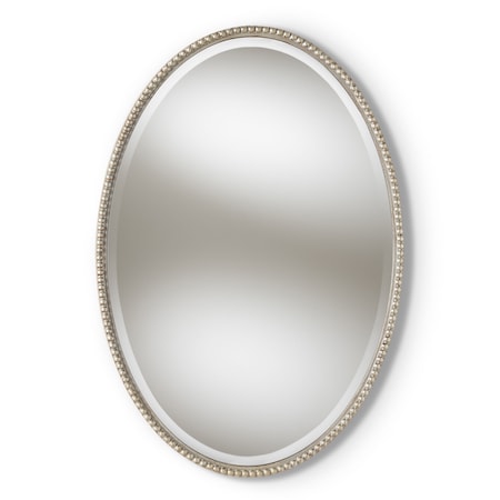 Baxton Studio Graca Modern Antique Silver Finished Oval Accent Wall Mirror 150-8893